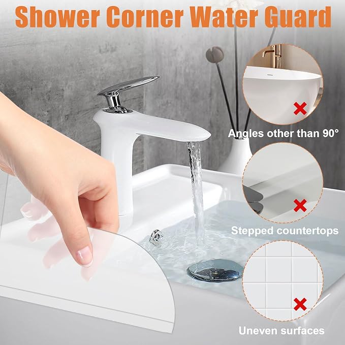 2 Pack Shower Corner Water Guard, Shower Splash Guard Acrylic Self-Adhesive - Image 3