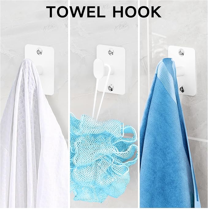Bathroom Accessories Set, 4 Pieces White Bathroom Hardware Set, 24 inch Towel - Image 5