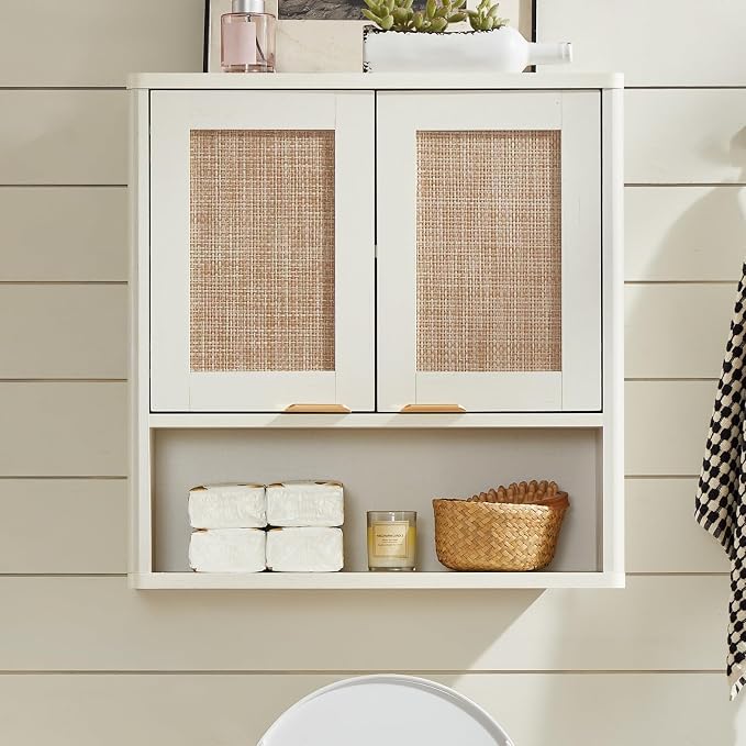 LEYAOYAO Rattan Bathroom Wall Cabinet, Boho Medicine Cabinet - Image 7