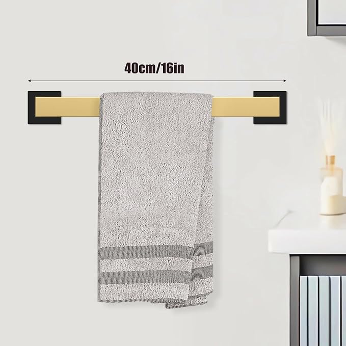 5 Piece Black and Gold Towel Bar Set - Image 2