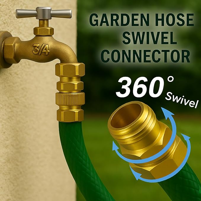 2 Pack Garden Hose Swivel Connector, 3/4" GHT Brass Swivel Hose Connector - Image 5