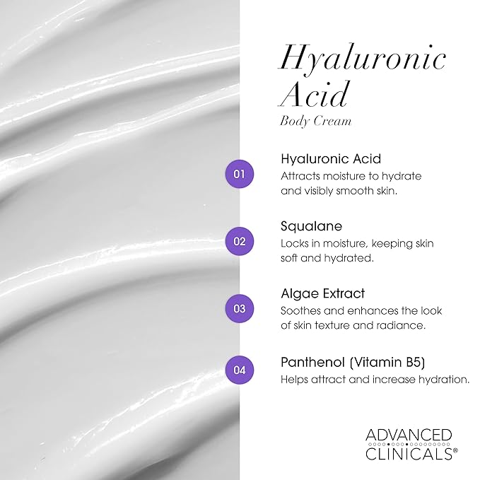 Advanced Clinicals Hyaluronic Acid Moisturizer Body Cream + Hyaluronic Acid - Image 4