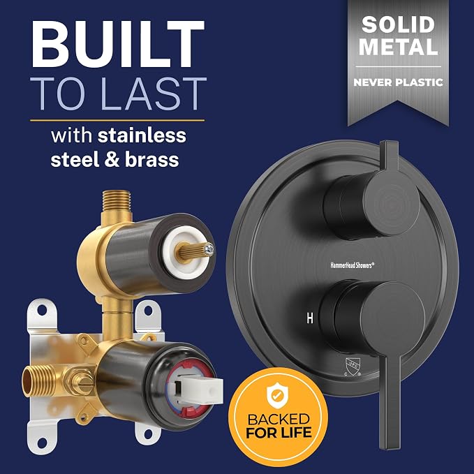 HammerHead Showers Solid Metal Shower Valve and Trim Kit, Two-Handle Volume and - Image 5