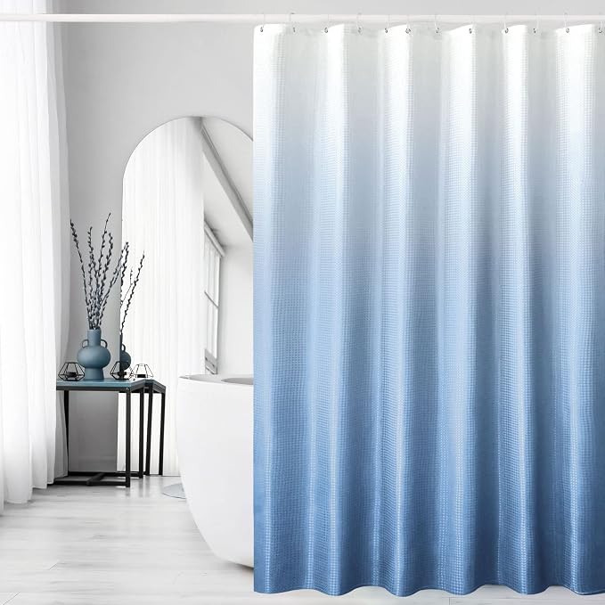 Gibelle Long Shower Curtain 72 x 78, Tall Blue Ombre Shower Curtain by Gibelle