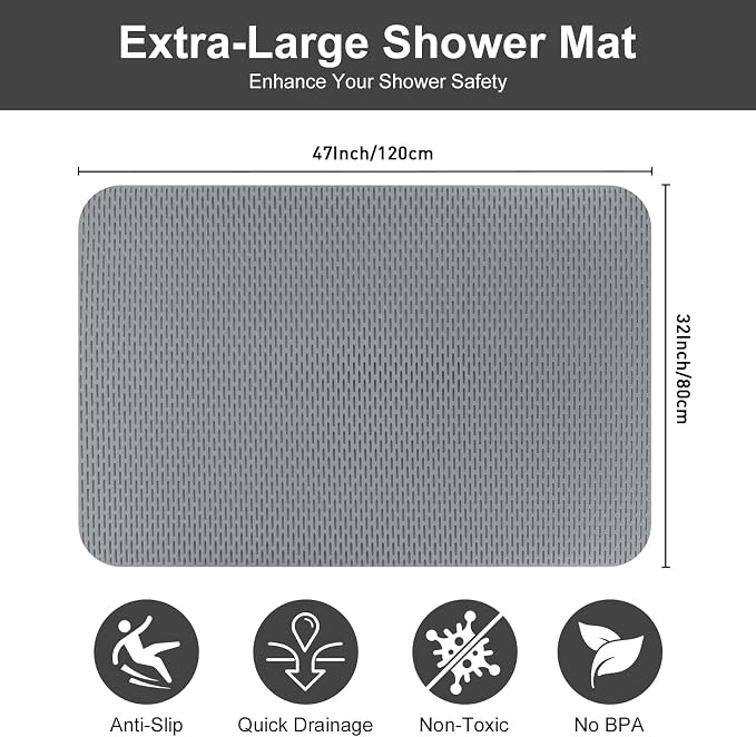Extra Large Shower Mat: 47"x32" Non Slip Shower Mats - Image 2