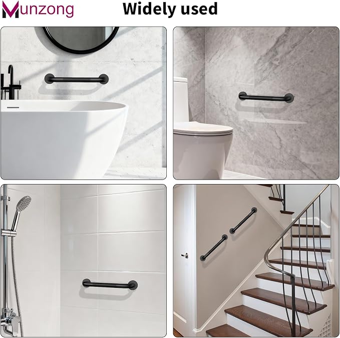 12 Inch Anti Slip Shower Grab Bar, Munzong Oil Rubbed Black Bathroom Grab Bar - Image 8