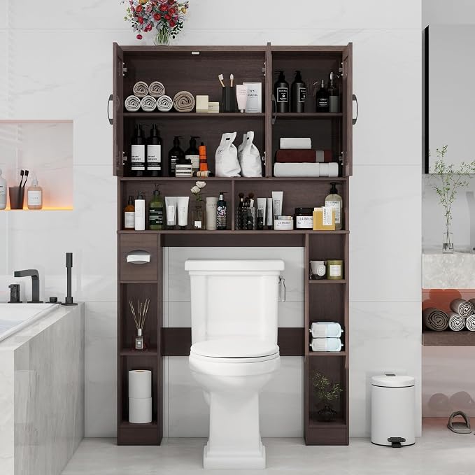 Over The Toilet Storage Cabinet, Farmhouse Toilet Cabinet Rack - Image 4