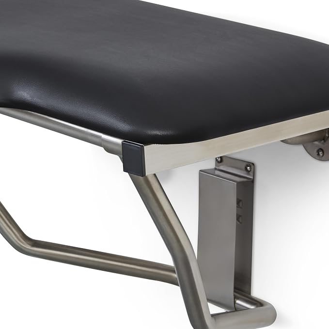 26" x 22.5" Black Padded Cushion Wall Mount Folding Right-Handed Transfer Bench - Image 3