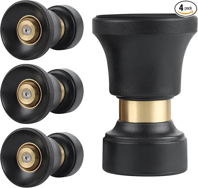 Hose Nozzle, Lichamp 4 Pack Heavy Duty Brass Fireman Style High Power Leak by Lichamp