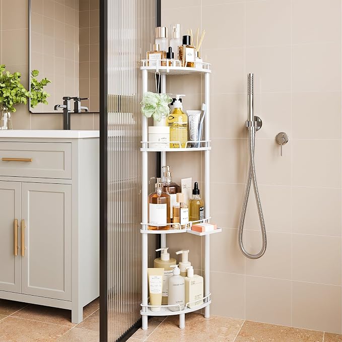 ELYKEN Corner Shower Caddy Standing, 4 Tier Rustproof Metal Shower Organizer - Image 9