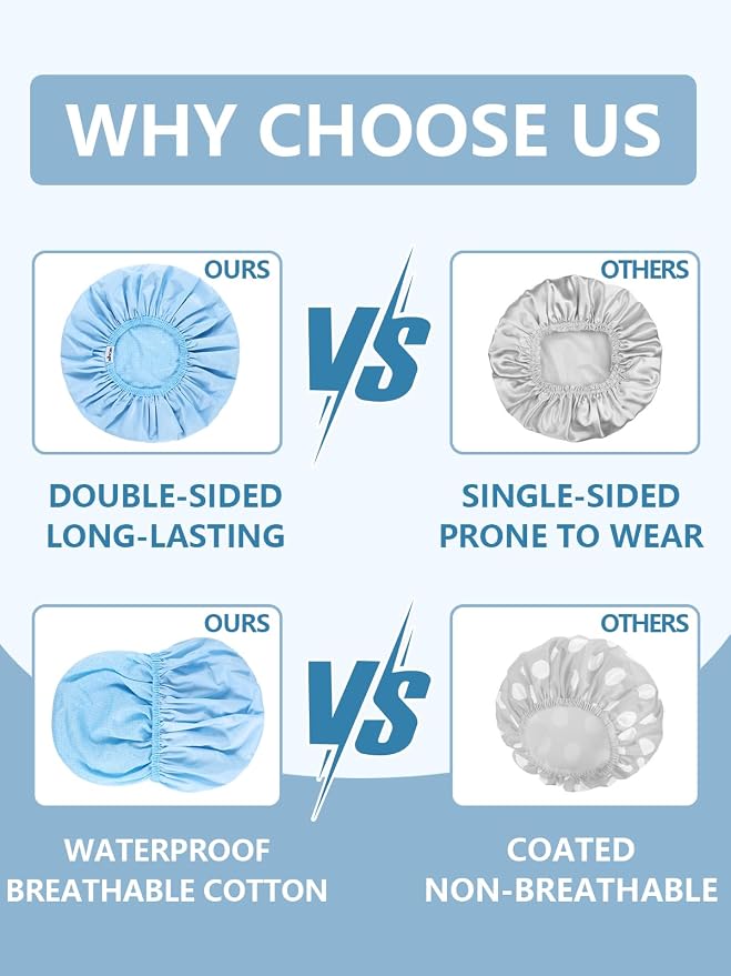 Years calm Shower Caps For Women Reusable Waterproof，Pattern And Solid Color - Image 9