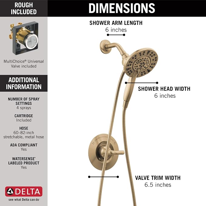 Delta Arvo 14 Series Brushed Gold Shower Faucet Set - Image 3