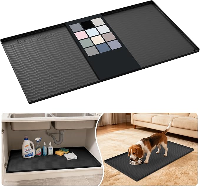 URMONA Waterproof Silicone Under Sink Mat 40'' x 22'' Shelf Liner by URMONA