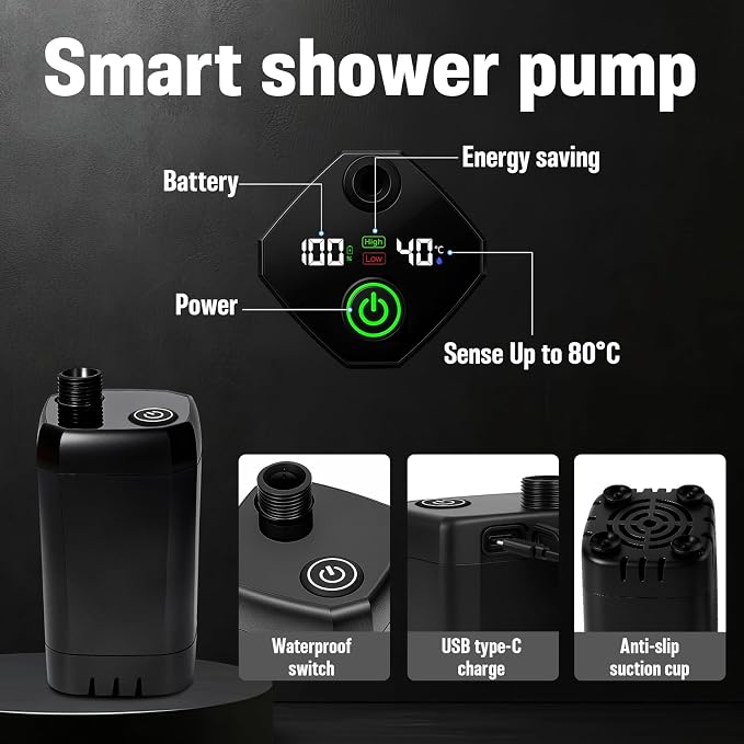Portable Camping Shower, 6000mAh Rechargeable Shower Pump, Large Capacity - Image 2