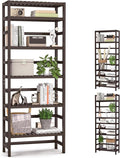 Homykic 6-Tier Bamboo Bookshelves and Bookcases, Adjustable 63.4”Tall Shallow by Homykic
