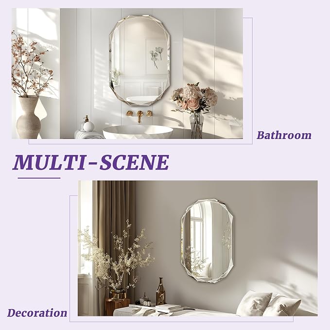 Bathroom Mirror for Wall, Beveled Edge Frameless Wall Mount Vanity Mirror - Image 7