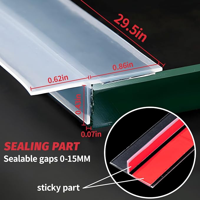 2024 Updated 29.5Ft T-Shaped Clear Weather Stripping Door Seal, Door Draft - Image 2