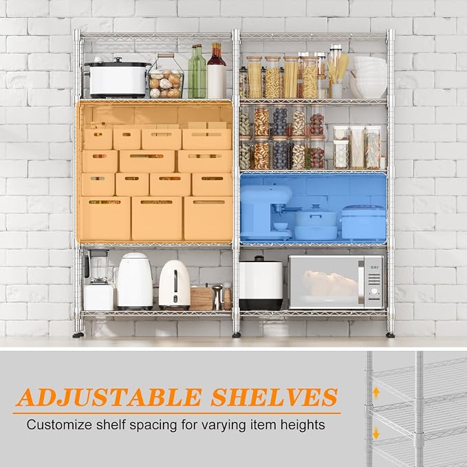 Homdox 5 Tier Storage Shelves, Heavy Duty Wire Shelving Unit, Adjustable Metal - Image 5