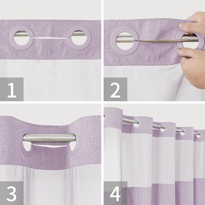 No Hooks Needed Linen Textured Shower Curtain - Image 4