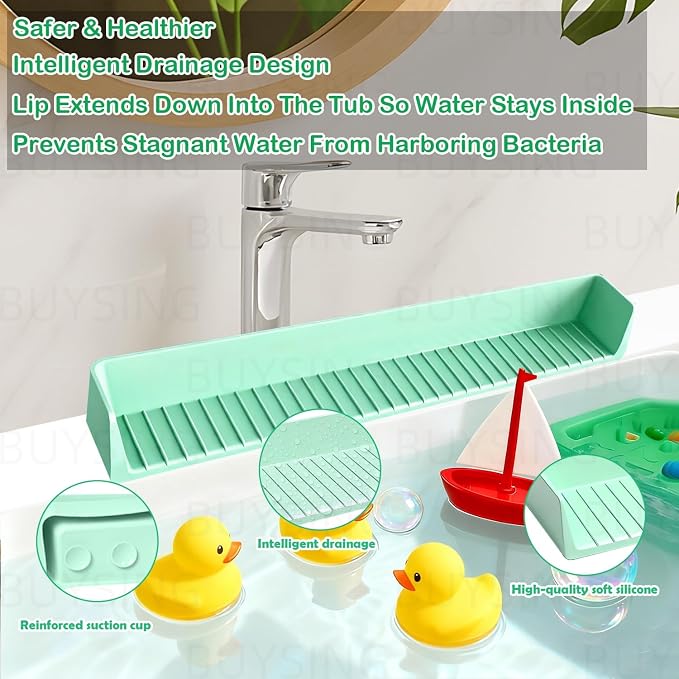 Bathtub Splash Guard for Tub 31.5 in &11 Suction Cups, Lengthened Silicone - Image 3
