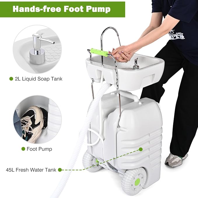 Yescom 45L Portable Sink Hand Wash Station - Image 6