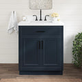 ARIEL Bathroom Vanity, Midnight Blue, Carrara White Quartz Top 1.5" Edge by Ariel