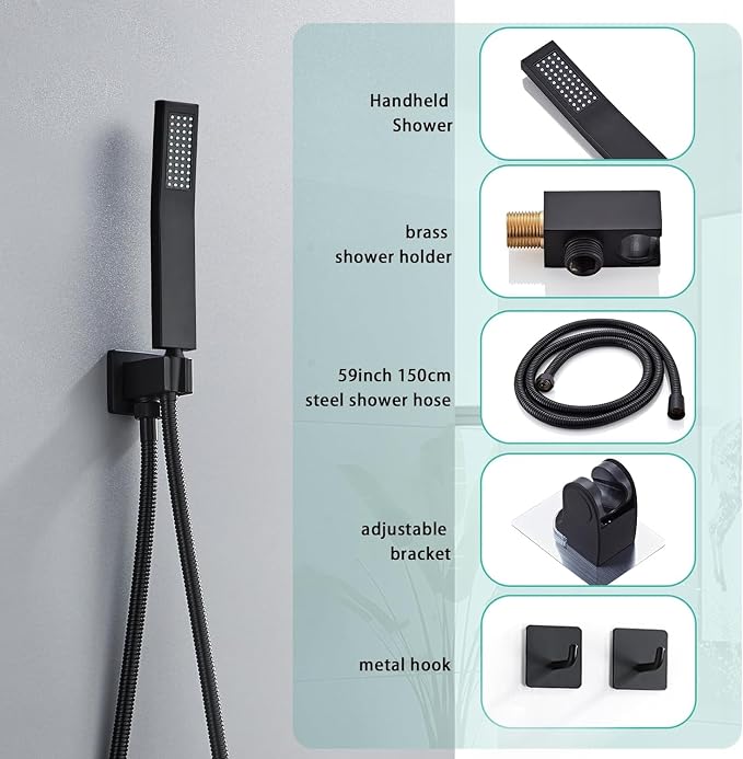 10 Inch Shower Faucet Set, Ceiling Mounted Rainfall Shower System - Image 6