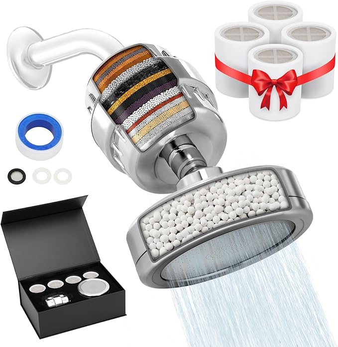 Filtered Shower Head Set, 5 Replaceable 20+3 Stage Shower Filter by Unknown