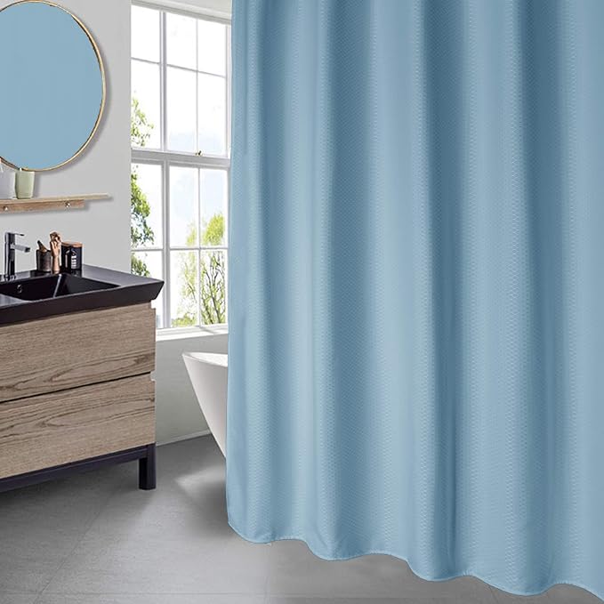 AooHome Extra Long 75 Inch Shower Curtain, Fabric Bathroom Curtain Waffle Weave - Image 2