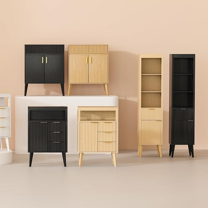 70" H Tall Storage Cabinet, Fluted Freestanding Floor Organizer - Image 7