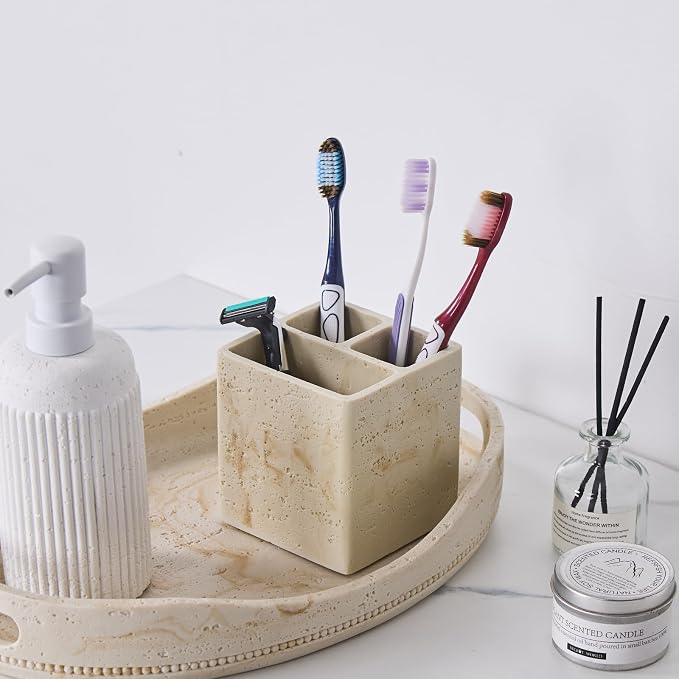 Natural Travertine Textures Toothbrush Holders - Image 3
