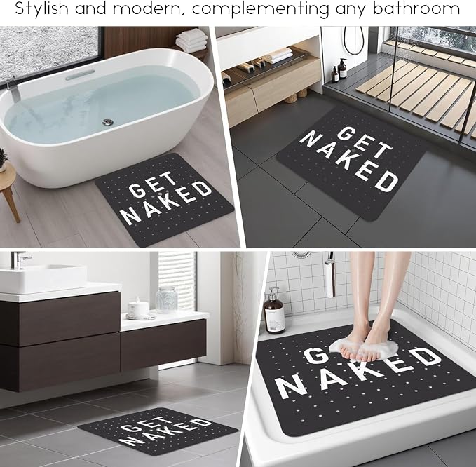 Bathtub Mat Non Slip, Get Naked Square Bath tub Mat Shower Floor Mat - Image 6
