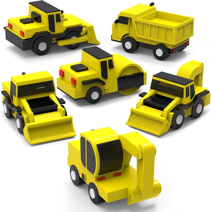 Tub Works® Construction™ Trucks Mold Free Bath Toys, 6 Pack | Sealed, No Hole by TubWorks