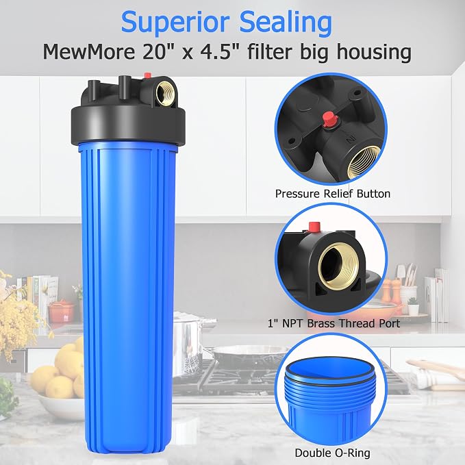 WHB20 Whole House Water Filter Housing, Fit 20"x4.5" Sediment etc Filters - Image 2