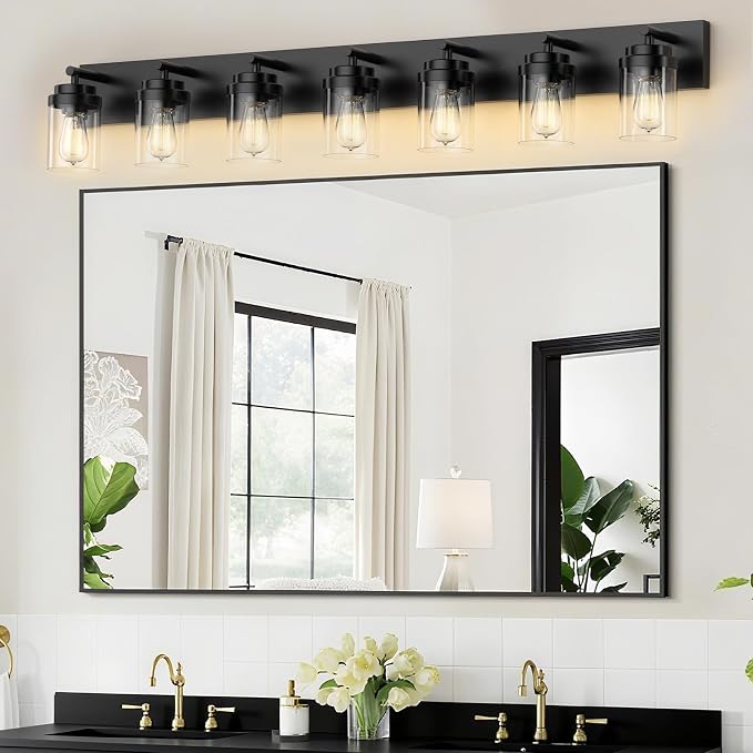 IZORRO Bathroom Vanity Light Fixture, 7-Light 51 Inch Matte Black Bathroom - Image 6