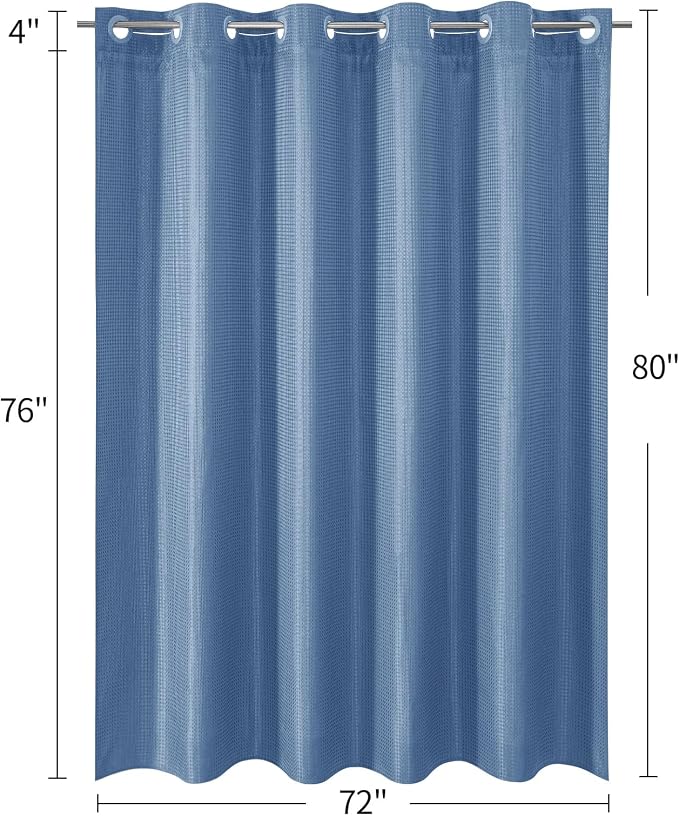 MitoVilla Blue Long Shower Curtain Liner Set 72 x 80, No Hooks Needed 80 inch - Image 7