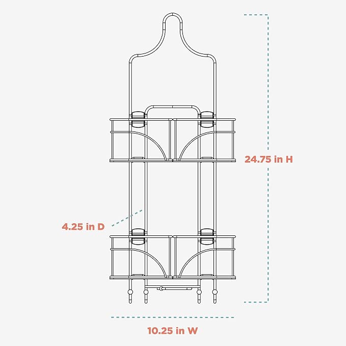 Zenna Home Shower Caddy Hanging Bathroom Organizer, Steel Shower Shelves - Image 5