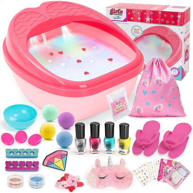 Kids Foot Spa & Nail Art Kit for Kids 4-12 – All-in-1 Foot Spa Set by BringWarmandGiftstoFamily