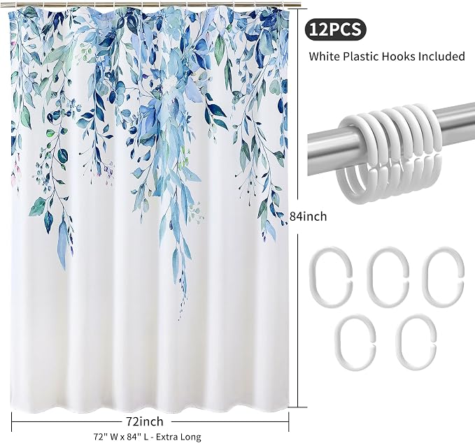 Colorful Star Blue Eucalyptus Waterproof Shower Curtain Set - Image 8