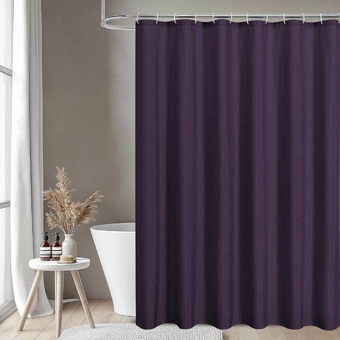2-in-1 Waterproof Fabric Shower Curtain or Liner, Linen Textured, Breathable - Image 2