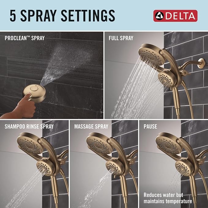 Delta 5-Setting HydroRain 2-in-1 Dual Shower Head - Image 4