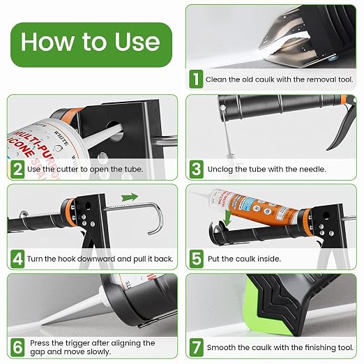 Professional Caulk Gun Kit - 5 in 1 Caulking Tool Set - Image 8