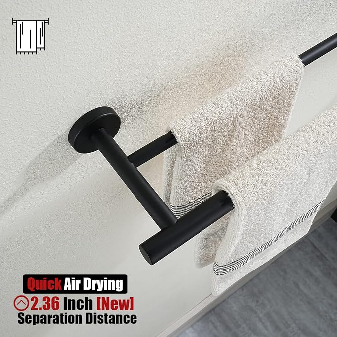 JQK Bathroom Hardware Set, 5-Piece Bath Accessories Set Matte Black Wall Mount - Image 4