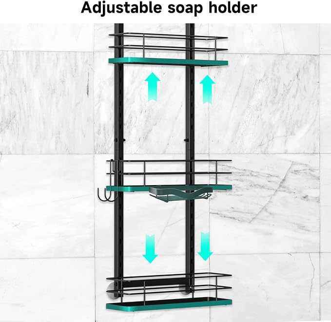 Shower Caddy Hanging, Adjustable Anti-Swing-Over The Shower Head Caddy - Image 6