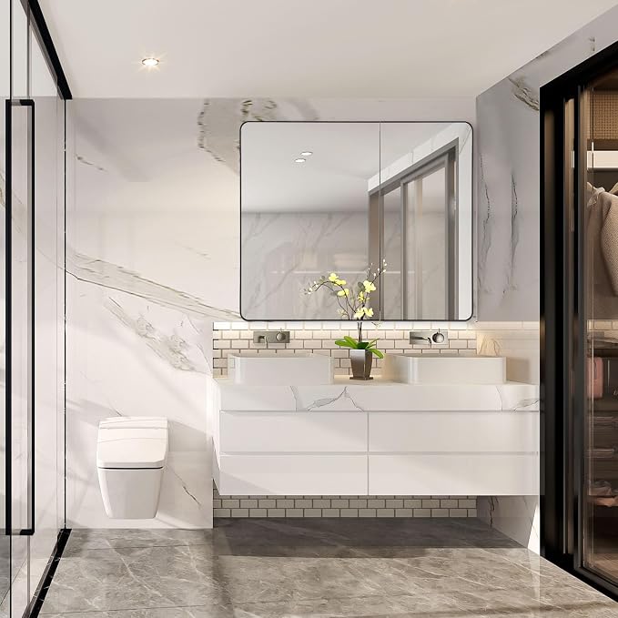 Black Bathroom Mirror Medicine Cabinet - Image 9