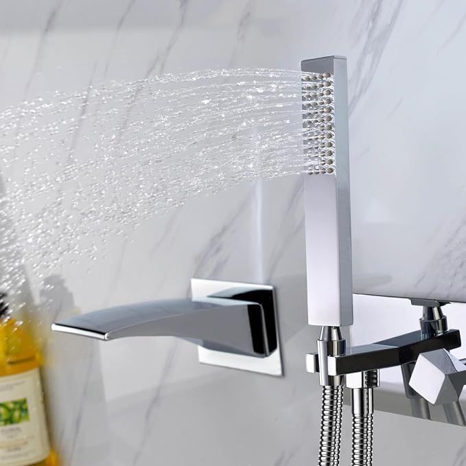 SUMERAIN Wall Mount Tub Faucets, Waterfall Tub Filler Spout - Image 4