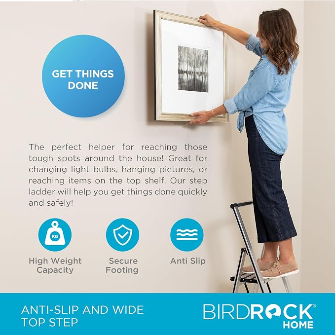 BIRDROCK HOME 3 Step Ladder | Folding Anti-Slip Step Stool, 250 lb Capacity | - Image 5