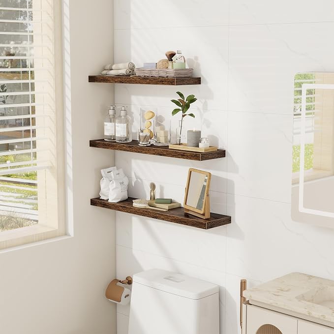 Floating Shelves Wall Shelf 30 Inch Long, Rustic Wood Bathroom Shelves 30 Inch - Image 6