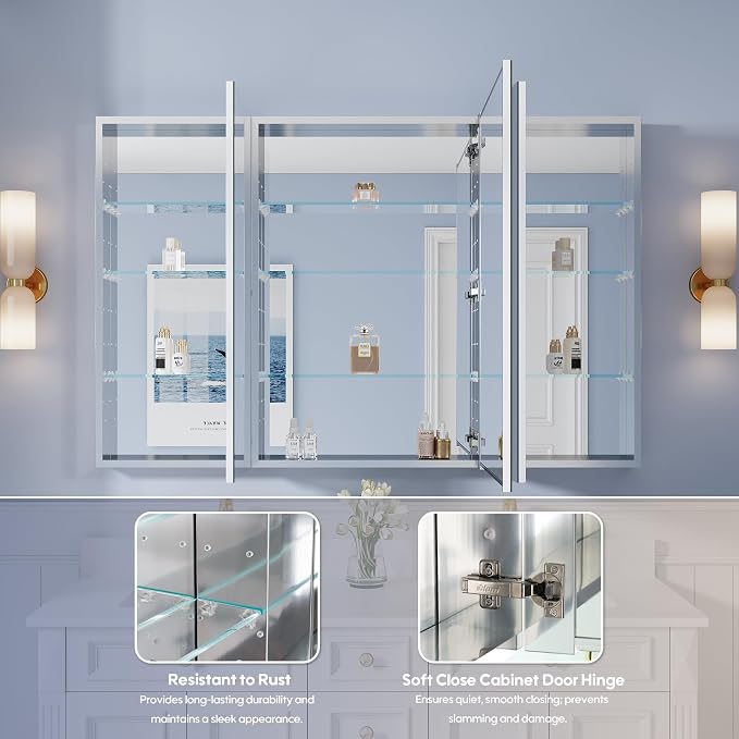 WELLFOR 56" x 36" Bathroom Medicine Cabinet - Image 4