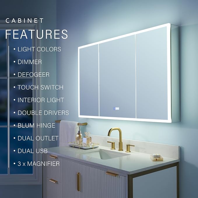 WELLFOR 48" X 30" LED Medicine Cabinet - Image 5